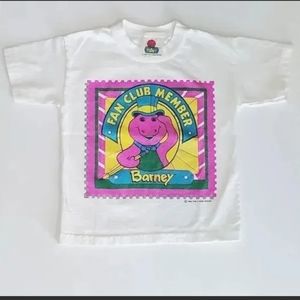 Vintage 90s Barney the Dinosaur Fan Club Member T shirt 3T Kids Toddler Glitter